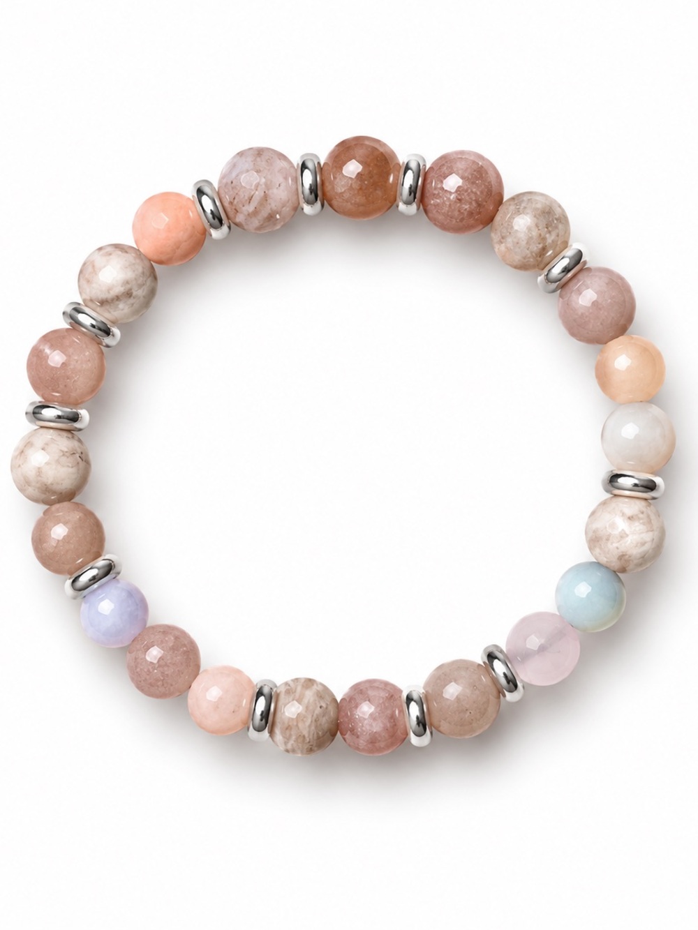 Handmade Morganite and Sunstone Bracelet